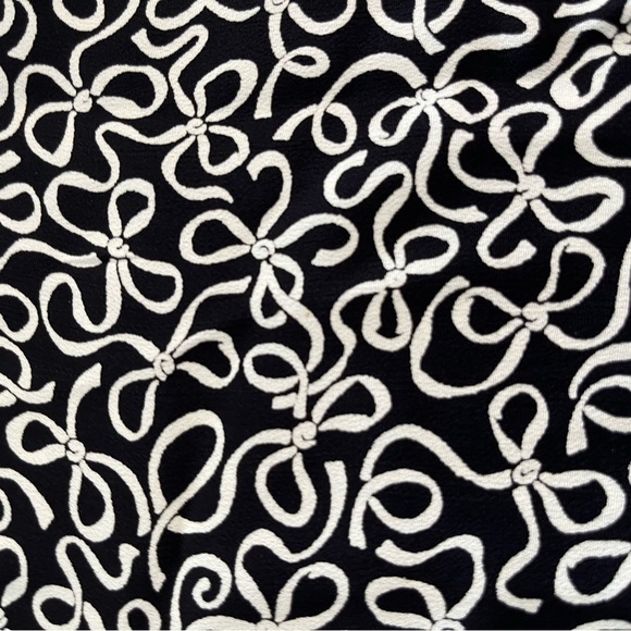 Vintage Talbots Bow Ribbon Print Rayon Midi Skirt Black White M - Picture 7 of 8